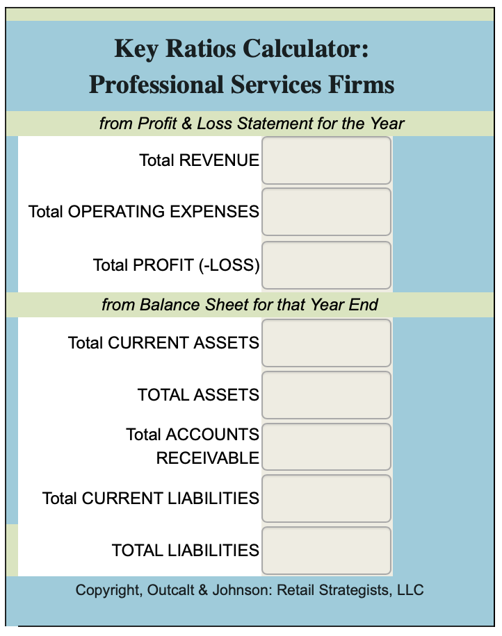 Key Ratios Calculator | Professional Firms